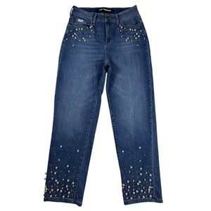 Karl Lagerfeld Paris Pearl Embellished Straight Leg Jeans RN# 54163 Womens 6